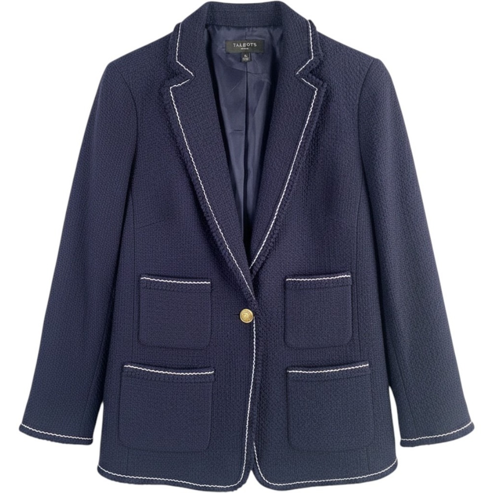 Talbots Blazer Jacket Womens 12P Nautical Preppy Coastal Old Money‎ Office